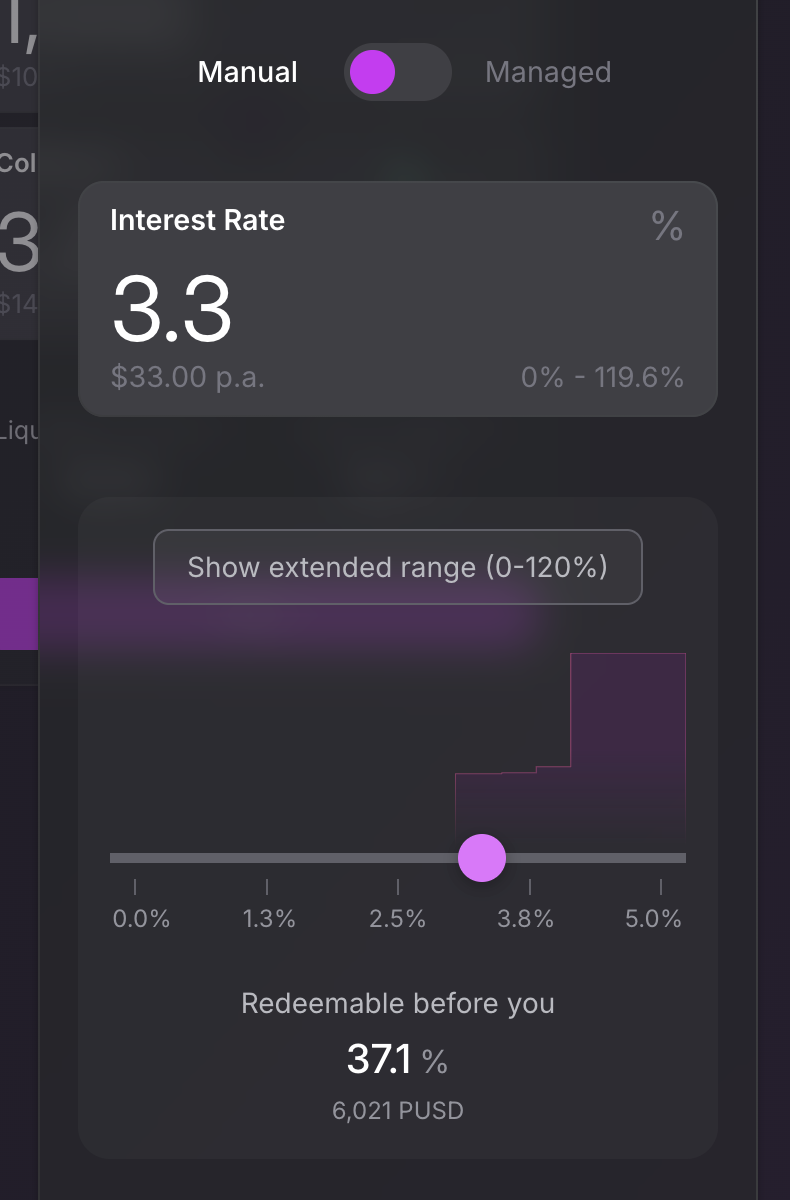 Borrow step 2 — interest rate selection